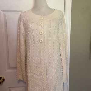 Jones New York Cream Bishop Sleeve Cardigan Sweater